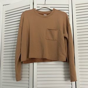 Aerie Cropped Sweatshirt Neutral Minimalist Normcore Sz M